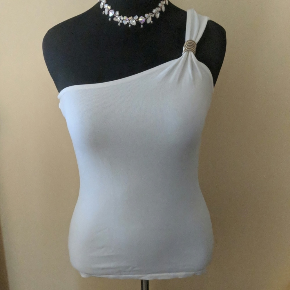 Sexy, White One Shoulder Top